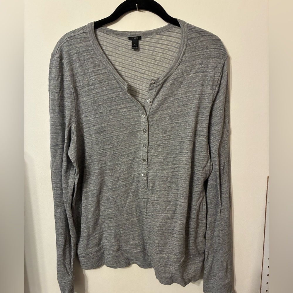 J. Crew XL gray 100% cotton henley shirt